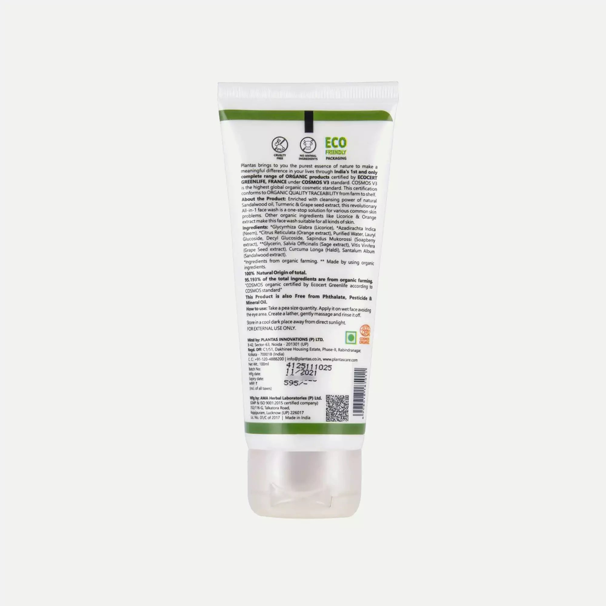 Plantas Organic Face Wash -  All in One
