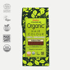Box of Radico Colour Me Organic Hair Colour with green and black design with certification logos - 100g