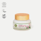 A jar of Plantas Organic Night Cream with the label showing the brand name, product name, and organic certification logos.